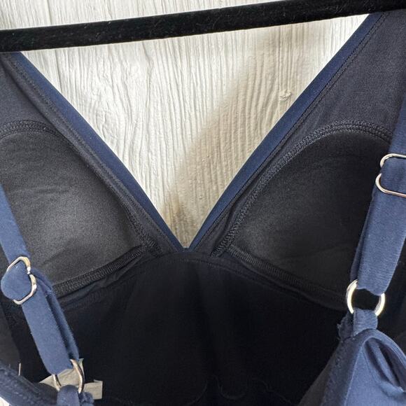 Magicsuit Swim Dress Plunge Navy Blue Size 14 Modest Beachy Resort Nautical - Picture 4 of 7